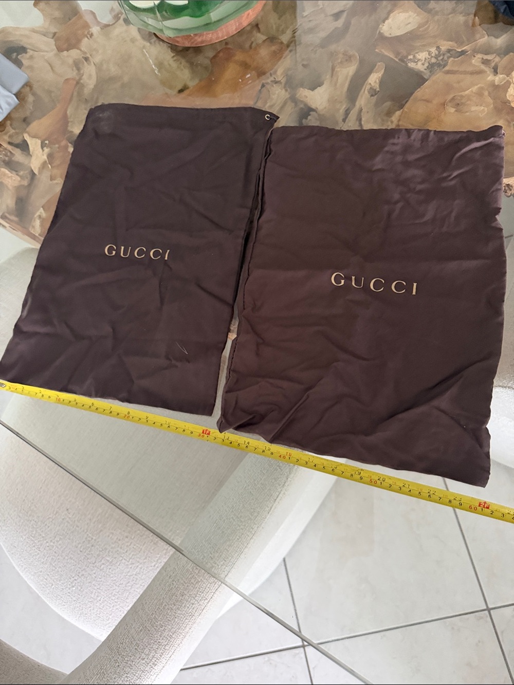 Gucci brown fabric dust bags